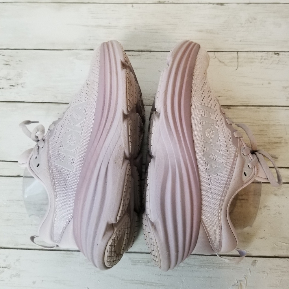 Hoka Bondi 8 Lavender Color Athletic Walking Comfort Running Shoe - Picture 7 of 16